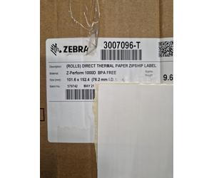GENUINE 101.6 X 152.4 thermal Zebra ZShip Label Roll 1000D White 3007096-T