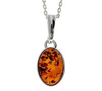 Genuine 3 stones Cognac Baltic Amber & Sterling Silver Classic Pendant without Chain - 456C
