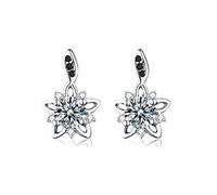 Genuine 925 Sterling Silver Fine Jewelry Flower Black&white Stone Engagement Stud Earrings For Women
