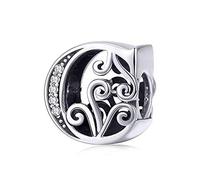 Genuine 925 Sterling Silver Initial A-Z Alphabet Bead 26 Letter Charms for Pandora Bracelet Jewellery (C)