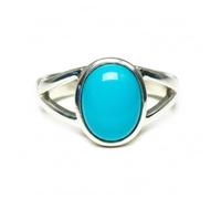 Genuine 925 Sterling Silver Natural Turquoise Oval 5 Carat Solitaire Ring for Women Ladies Girls Classic Bezel Minimalist Astrology Birthstone Anniversary Everyday Fine Fashion Jewelry Gift