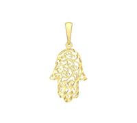 Genuine 9ct Yellow Gold Diamond Cut Hamsa Pendant