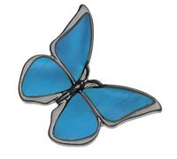Genuine Abalone Shell Mother of Pearl Pin Badge or Lapel Pin In Snowflake Cello Drum Kit Guitar Horse Dog Cat Paw Lemur Sheep Butterfly for Men Women - Gift Packed (Blue Butterfly)