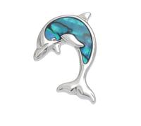 Genuine Abalone Shell Mother of Pearl Pin Badge or Lapel Pin In Snowflake Cello Drum Kit Guitar Horse Dog Cat Paw Lemur Sheep Butterfly for Men Women - Gift Packed (Dolphin)