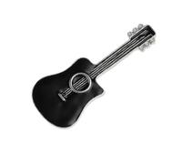 Genuine Abalone Shell Mother of Pearl Pin Badge or Lapel Pin In Snowflake Cello Drum Kit Guitar Horse Dog Cat Paw Lemur Sheep Butterfly for Men Women - Gift Packed (Guitar (Black))