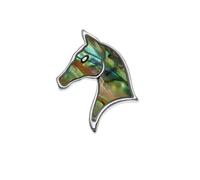 Genuine Abalone Shell Mother of Pearl Pin Badge or Lapel Pin In Snowflake Cello Drum Kit Guitar Horse Dog Cat Paw Lemur Sheep Butterfly for Men Women - Gift Packed (Horse)