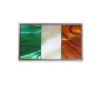 Genuine Abalone Shell Mother of Pearl Pin Badge or Lapel Pin In Snowflake Cello Drum Kit Guitar Horse Dog Cat Paw Lemur Sheep Butterfly for Men Women - Gift Packed (Ireland Flag)