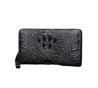 Genuine Alligator Skin Printed Male Clutch Purse Card Holder Authentic Crocodile Leather Pattern Classic Black Men Wristlets Bag