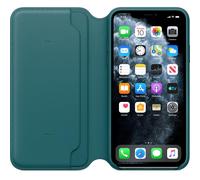 Genuine Apple iPhone 11 Pro Max Leather Folio Wallet Case - Peacock (Green)