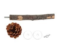 Genuine Applewood Bird Perch Stand with Pine Cone | Chewable Cage Accessories for Parakeets/Cockatiels | Safe Perch Pole for Birds | 3D Space Expander (S(approx. 283 X 180mm / 11.14 X 7.09in))