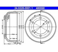 Genuine ATE Brake Drum For Ford TRANSIT 94-00 6198026