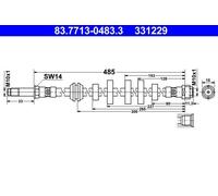 Genuine ATE Brake Hose For Audi Q5 08-17 8R0611707B