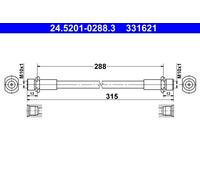 Genuine ATE Brake Hose For Toyota YARIS 99-05 90947-02A47