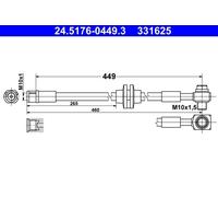 ATE Brake Hose 24.5176-0449.3 for Opel Vauxhall Zafira Tourer C Van D20DTJ 2.0L 4cyl