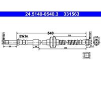 ATE Brake Hose 24.5140-0540.3 for VW Amarok - Flexible Line fits CDCA CDBA CNFA CNEA