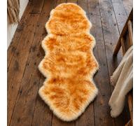 Genuine Australian Sheepskin Rug Brown Tipped Double Pelt - Exotic Real Wool Sheepskin Throw 2ft x 6ft (60cm x 180cm) - Soft Natural Lambskin Area Rug, Scandinavian Home Décor