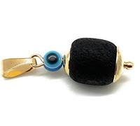 Genuine Azabache Charm Blue Evil Eye Powerful Protection Pendant Piedra Natural Contra El Mal De Ojo (Religious), S, Stone 18K gold plated findings Glass evil eye, No Gemstone