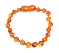 Genuine Baltic Amber Bracelet - Polished Cognac Color Anklet - 100% Authentic Baltic Amber - Handmade Jewelry (14.00)