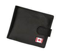 Genuine Black Leather Wallet with a Canadian Canada Maple Leaf Flag Emblem
