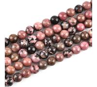 Genuine Black Rhodonite Beads for Jewelry Making Gemstone Semi Precious Stone Round 6mm Strand 15"(60-65pcs)