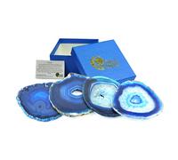 Genuine Blue Agate Coasters - Set of 4 Gift Boxed