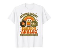 Genuine Boomer Raised on Analog Retro 70s Distressed Art Value Graphic T-Shirt
