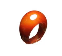 Genuine Brazilian Ice Agate Ring for men Oversized Large Head Unisex Statement Band Ring,Red,19mm