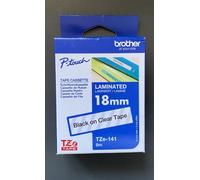 Genuine Brother Label Tape - BLACK ON CLEAR LAM TZe-141 / 18mm x 8m (INC VAT)