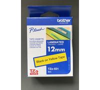 Genuine Brother P-Touch Tape - BLACK ON YELLOW LAM TZe-631 / 12mm x 8m (INC VAT)