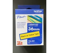 Genuine Brother P-Touch Tape - BLACK ON YELLOW LAM TZe-661 / 36mm x 8m (INC VAT)