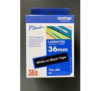 Brother TZe-365 Labelling Tape Cassette, 36 mm (W) x 8 m (L), Laminated, Brother Genuine Supplies - White on Black
