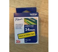 Genuine Brother P-Touch TZe-651 - 24mm - Black On Yellow Tape