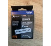 Genuine Brother P-Touch TZe-S221 - 9mm - Black On White Tape