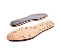 Genuine Brown Leather Shoe Insoles with Activated Carbon I Shoe Insole with Odour Control I Breathable (Size: UK 6.5 / EU 40)