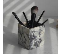 Genuine Calacatta Viola Marble Toothbrush Holders for Bathroom, Natural Marble Makeup Brush Holder Countertop Organizer