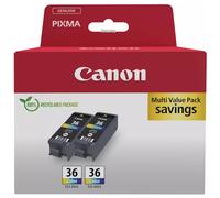 Genuine Canon CLI-36 Color OEM PIXMA Ink Cartridges CLI-36 Twin Pack (1511B025)