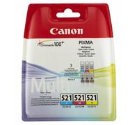 Canon CACLI521CMY Original Canon CLI-521 Cyan, Magenta, Yellow Ink Cartridges (521 CMY) - CLI-521 C/M/Y - 2934B010