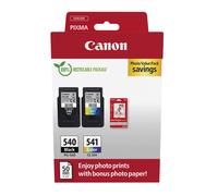 Genuine Canon PG 540 / CL 541 Black & Colour Ink Cartridges Value Pack + Paper