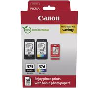 Genuine Canon PG-575 & CL-576 Ink Cartridge & Photo Paper Multipack ( 5438C004)