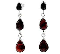 Genuine Cherry Natural Baltic Amber and 925 Sterling Silver Dangly Drop Earrings GL150CH