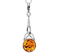 Genuine Cognac Baltic Amber & Sterling Silver Celtic Pendant without Chain - 708C