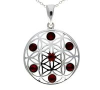 Genuine Cognac Baltic Amber & Sterling Silver Classic Celtic Flower Of Life Pendant without Chain - GL365