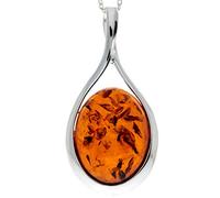 Genuine Cognac Baltic Amber & Sterling Silver Large Classic Pendant without Chain - 1835