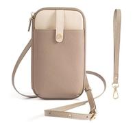 Genuine Cowhide Leather Small Crossbody Bags for Women, Smart Design Phone Bag Wristlet Wallet With Card Slots & 2 Straps, #10 Khaki /Off White, S, Genuine Cow Leather Phone Bag Wallet