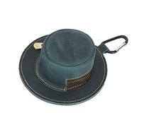 Genuine Cowhides Chain Purse Cow Boy Hat Shape Change Holder Miniature Wallet Keychain Accessory for Men Women Coffee Color Leather Keychain