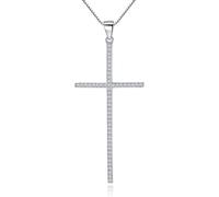 Genuine Cross Pendant With Cubic Zirconia Long Chain Necklace For Women Jewelry Yx1512