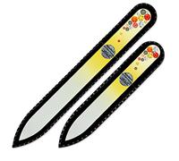 Genuine Czech Glass Nail File - Mont Bleu Set of 2 Crystal Nail Files Hand Decorated with Crystals from Swarovski® - Handmade - Czech Tempered Glass - Lifetime Guaranty - Crystal Nail Files