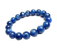 Genuine Deep Blue Natural Kyanite Gemstone Crystal Stretch Round Bead Bracelet 11mm