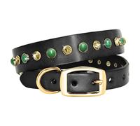 Genuine Diamond Rhinestone Pet Collar, Princess Bling Jewelry Collar for Small Puppies Kittens & Tiny Breeds(Black,XS)