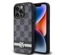 Genuine DKNY Leather Checkered Pattern Stripe Impact Case for iPhone 15 Pro